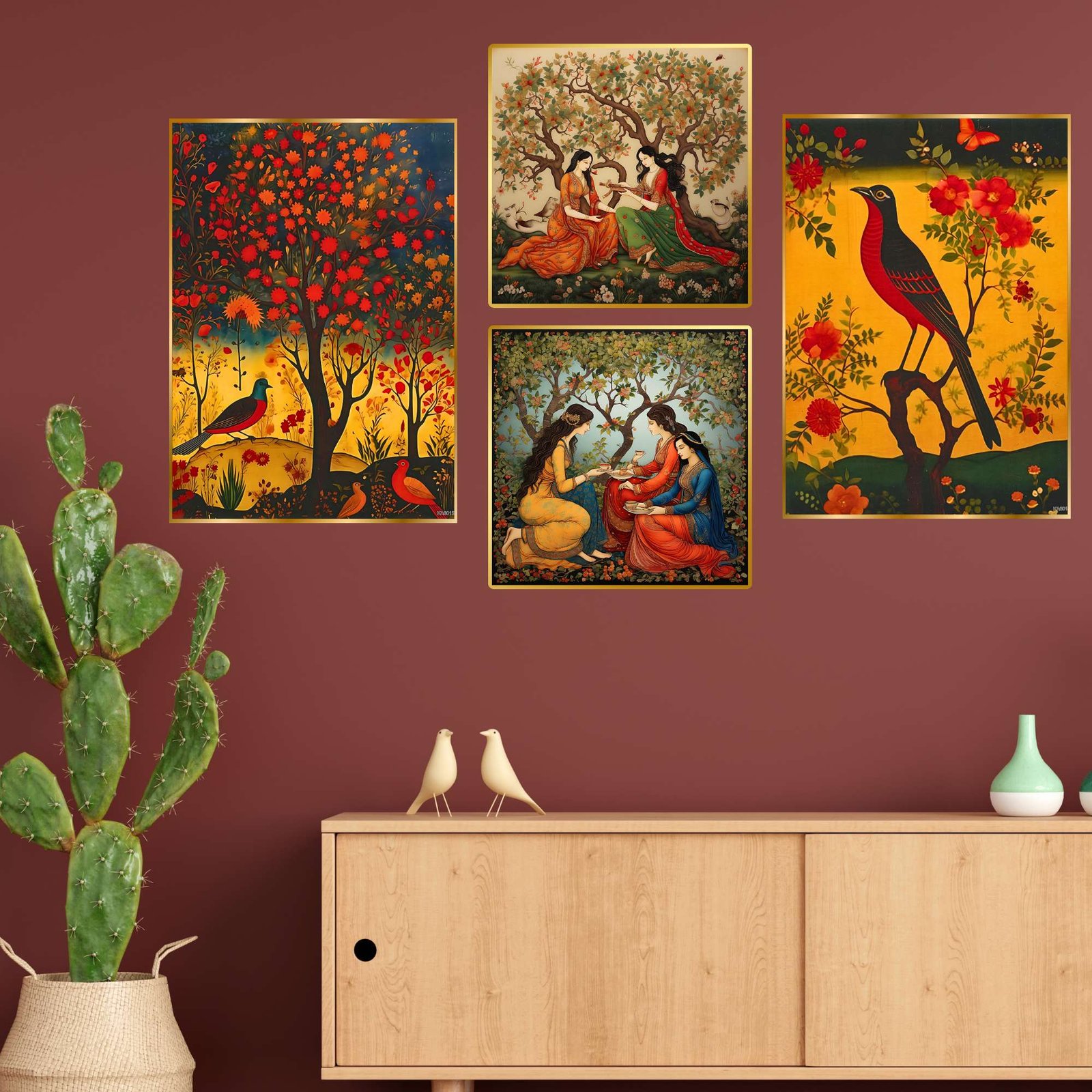 Set of Four Wall Paintings for Wall Dacoration Golden Framed Wall Paintings for Living Room & Bedroom Wall Art for Home Decoration & Office Wall Décor (13x10 inch CH-GD4-13) - Image 2