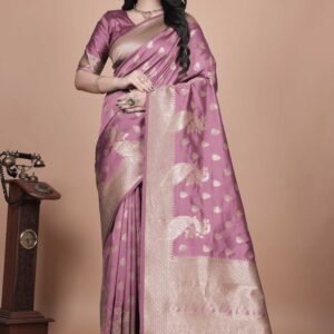 Elegant Pink Floral Designer Saree with Contrast Border