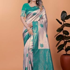 Elegant Teal Green & Blush Pink Floral Printed